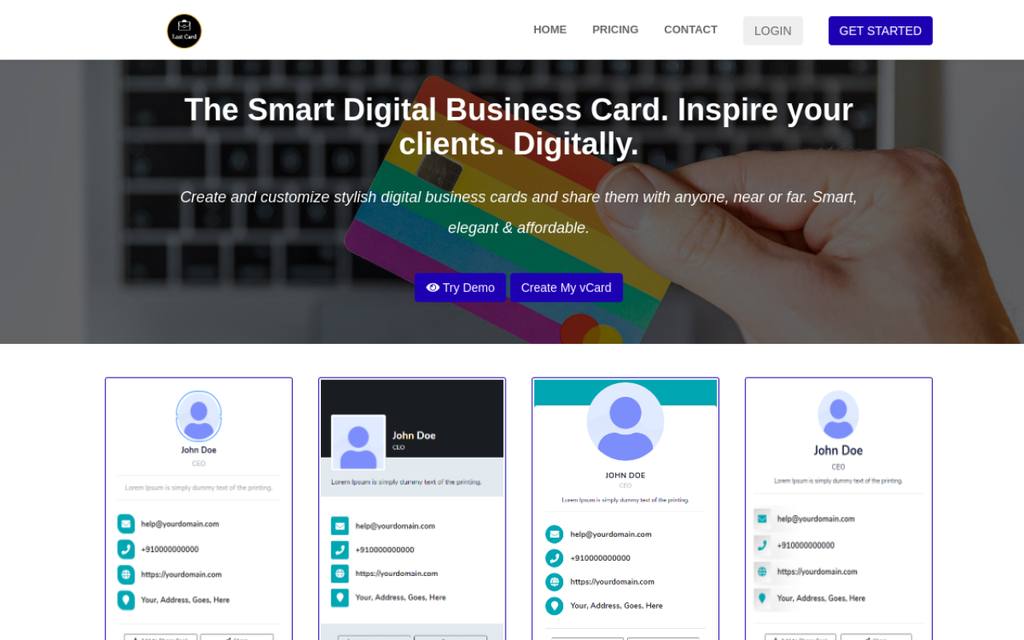Screenshot of the Last Card homepage
